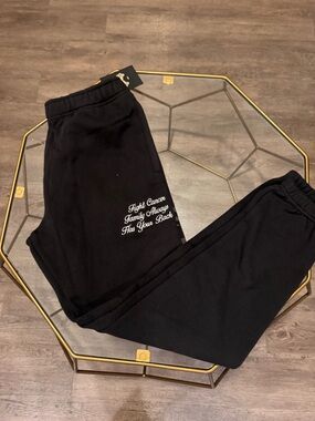 Darc Sport Black Track Joggers with White Script